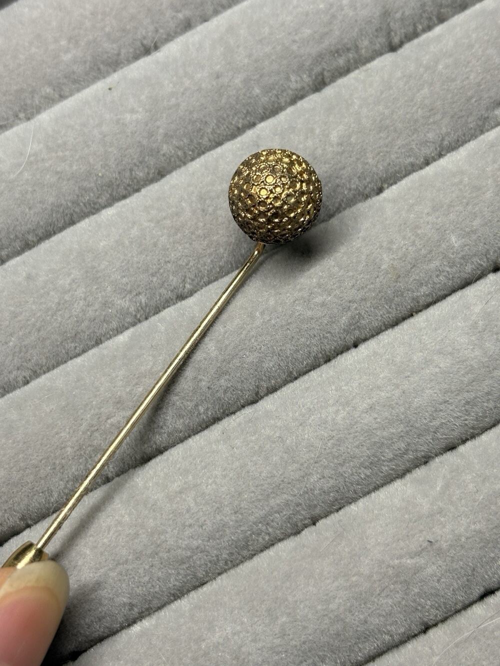 Vintage Victorian Gold Filled Etruscan ball Stick Pin Gold Tone